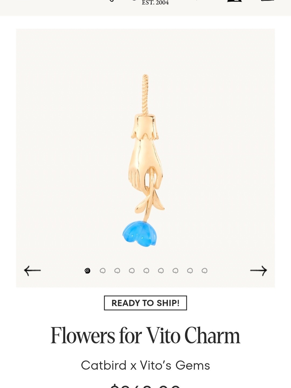 NIB Catbird x Vito's Gems Flowers for Vito Charm 14k